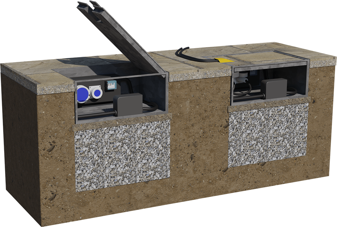 IN GROUND UNIT CUTAWAY SHOWING CABLES